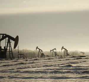 campo-com-bombas-de-oleo-cercado-por-vegetacao-ceu-nublado-e-luz-sol